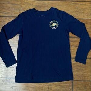 Navy Long Sleeve Boys Tee with Duck Logo Size Medium